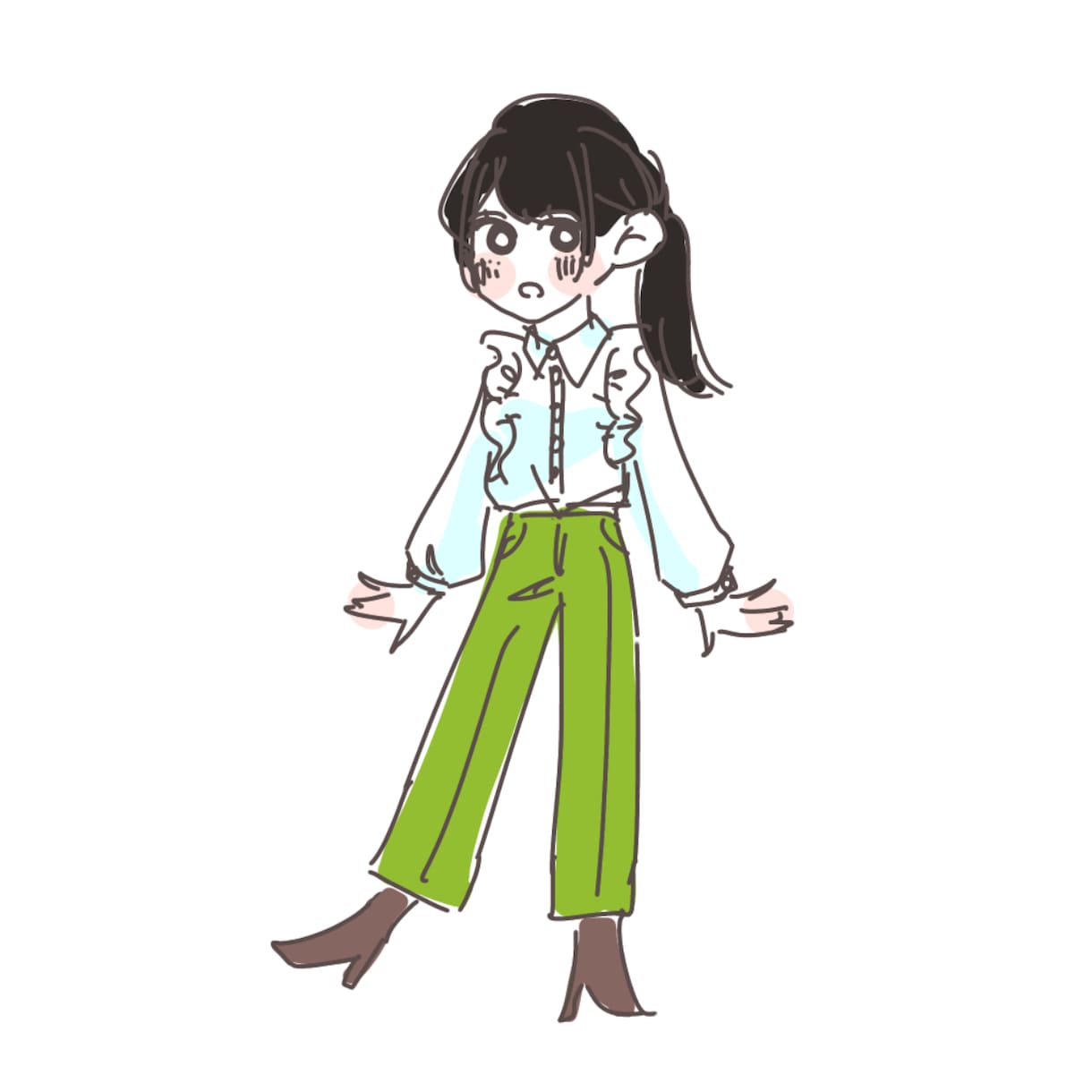 ゆるっとかわいい全身立ち絵イラスト、描きます 自分やうちの子にこの服を着せて！ポーズ指定もOKです イメージ2