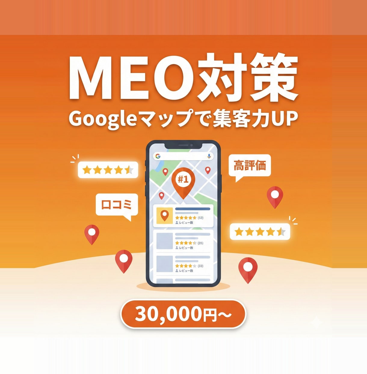 MEO対策 Googleマップ集客をサポートします 初期設定から口コミ管理・投稿代行まで丸ごと対応 イメージ1