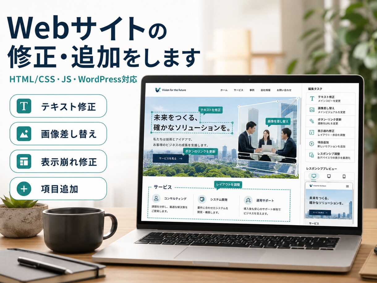 Webサイトの修正・追加をします HTML/CSSJavaScript・WordPress対応 イメージ3