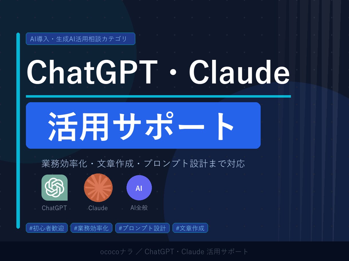 ChatGPT・Claude活用サポートしますます 業務効率化・文章作成・プロンプト設計まで対応 イメージ1