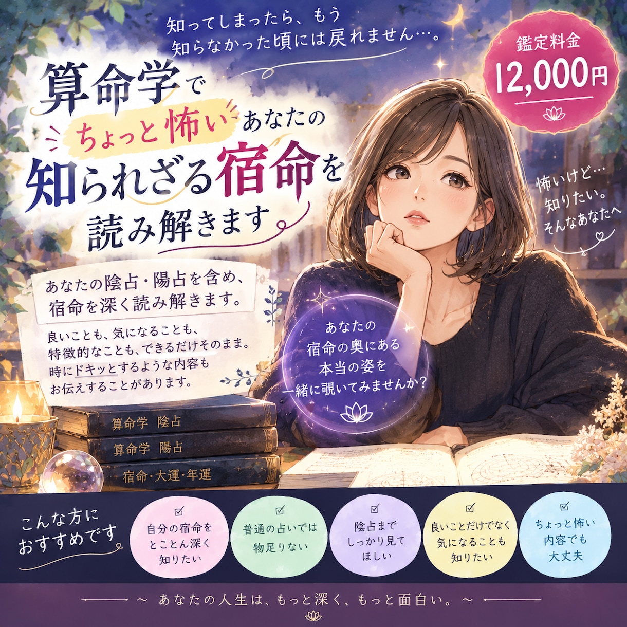 算命学であなたの知られざる宿命を深く読み解きます ちょっと怖いけど、知りたい本当の宿命を読み解きます イメージ1