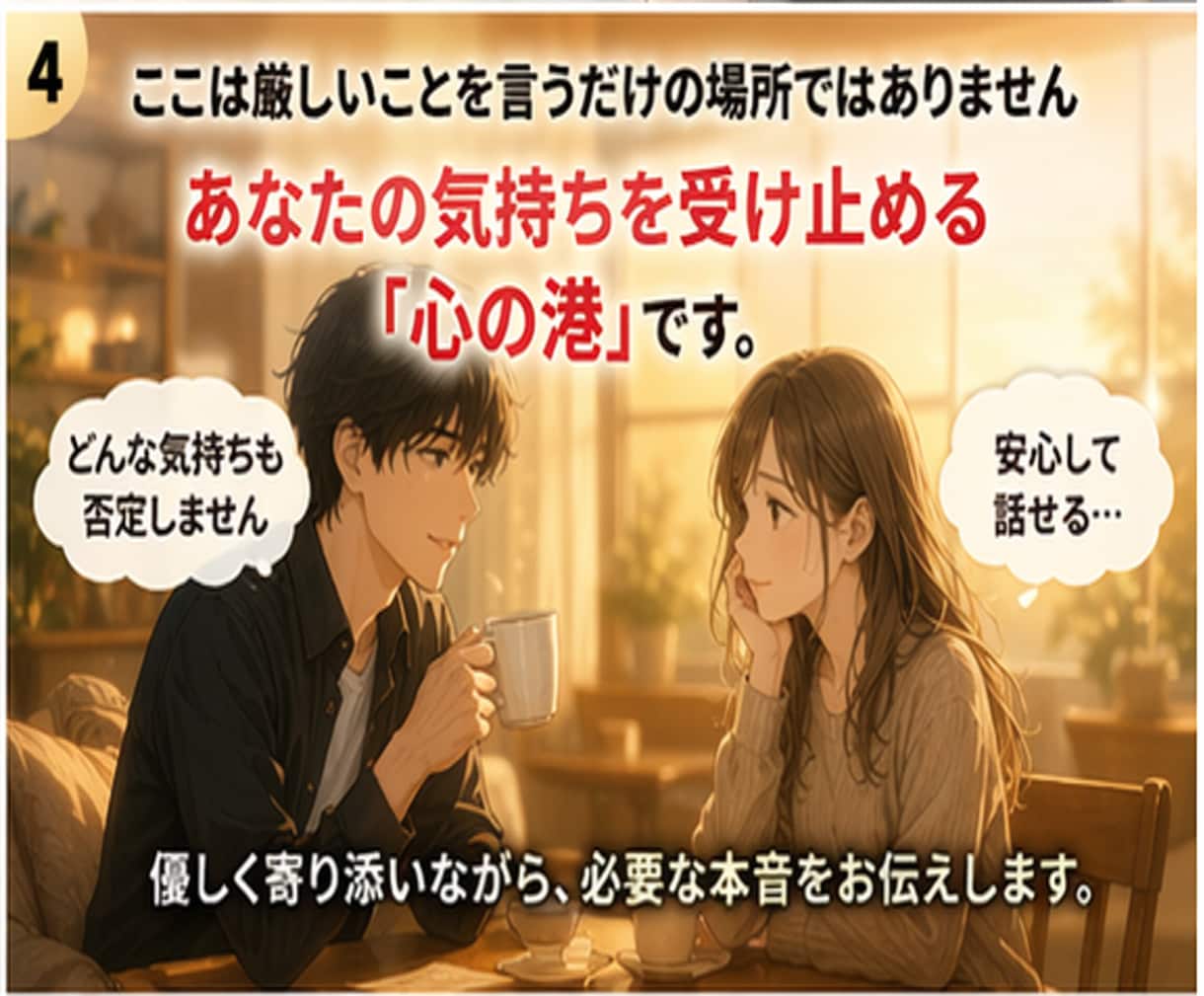 女性必見！男心を忖度なしで本音だけで話します あえてハッキリ言う優しさを大事にしてあなたにちゃんと伝えます イメージ5