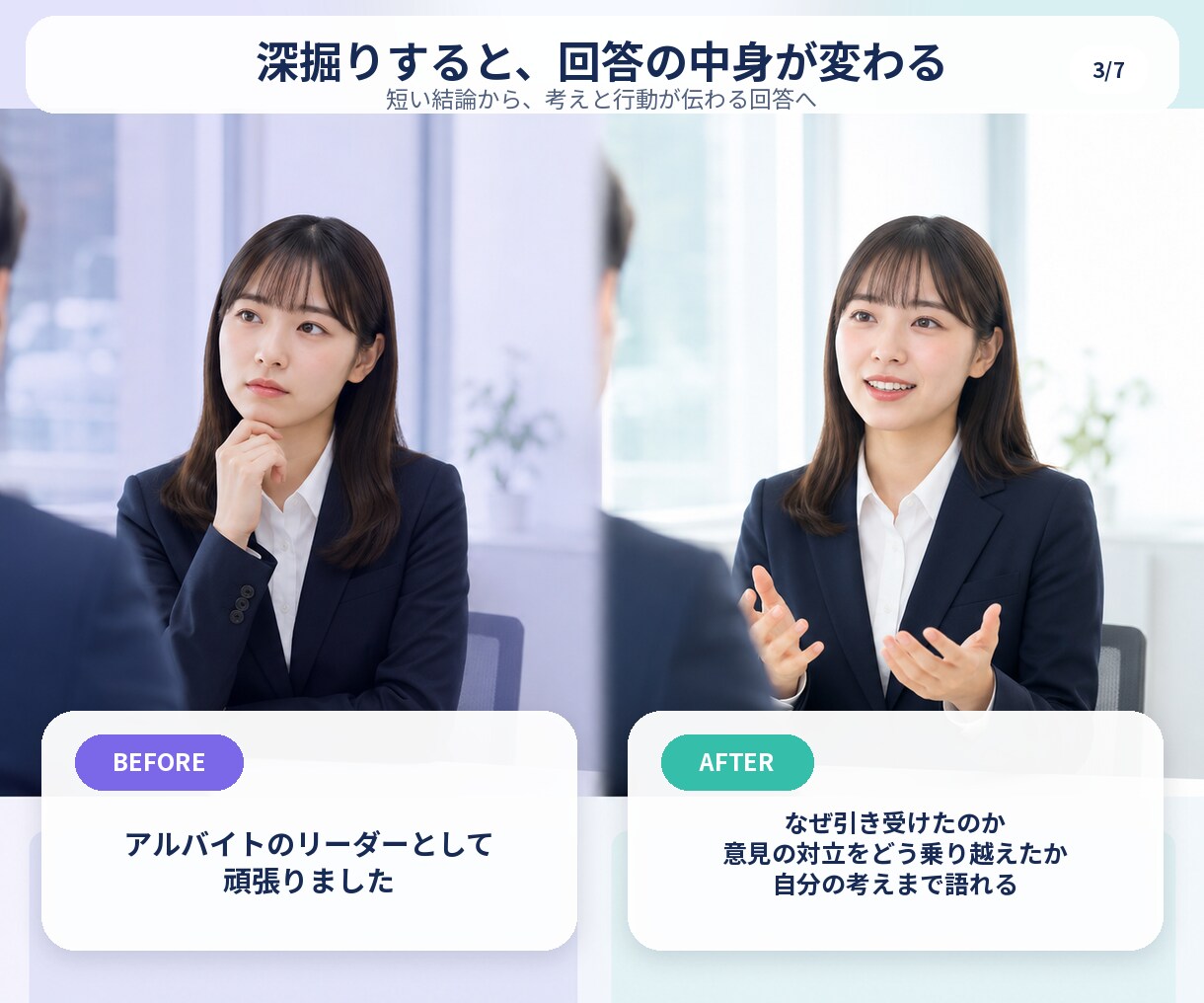 採用実績15年の2級技能士が「苦手質問」克服します 苦手な質問1つに全集中。深掘りとロープレで答えられる形に イメージ3