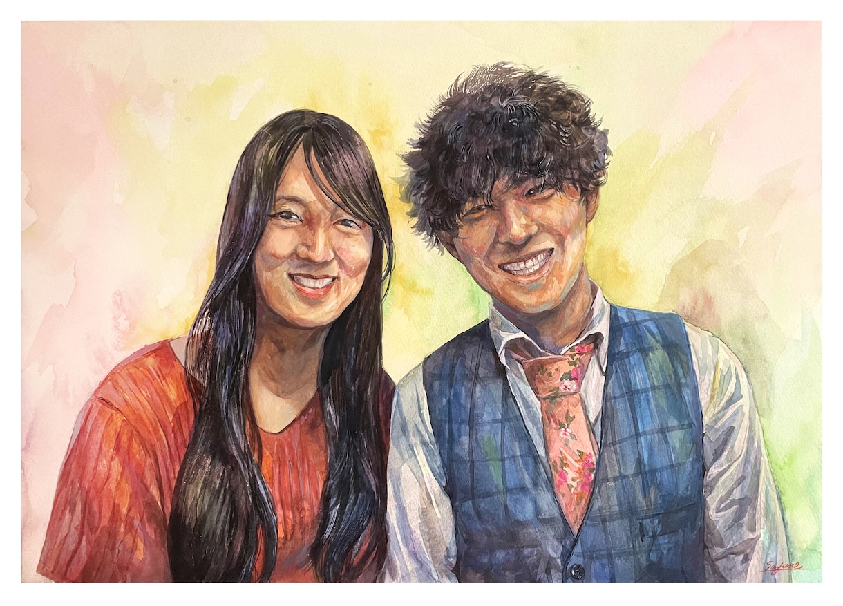 原画でお渡し！手描きで似顔絵作成します 写真よりも思い出に残る一枚絵を【送料込み！】 イメージ1