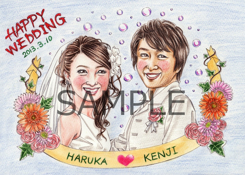 似顔絵(リアル寄りorデフォルメ寄り)描きます アナログ絵(水彩色鉛筆）かデジ絵をデータでお渡しします イメージ2
