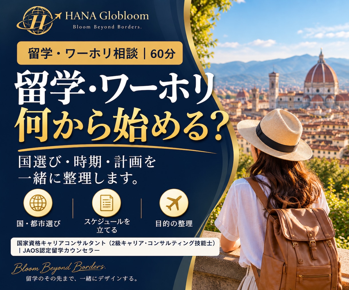 留学・ワーホリの国選びや計画を一緒に整理します ／「何から始める？」から、留学のその先まで一緒にデザインする イメージ1