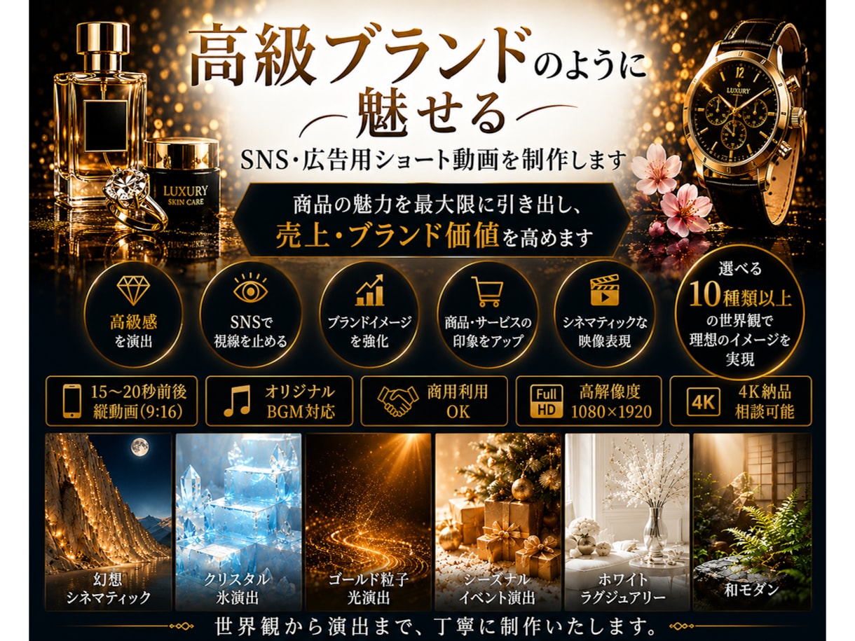 商品価値を高めるシネマティックPR動画を制作します 化粧品・香水・ジュエリーなどのブランド演出に対応 イメージ1
