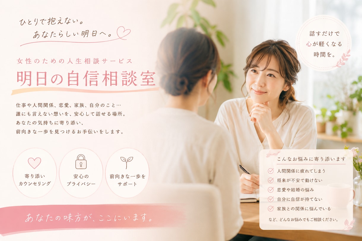 恋愛・仕事・人間関係/どんなお悩みもお聞きします 今日より少し、明日を好きになれるように！ イメージ1