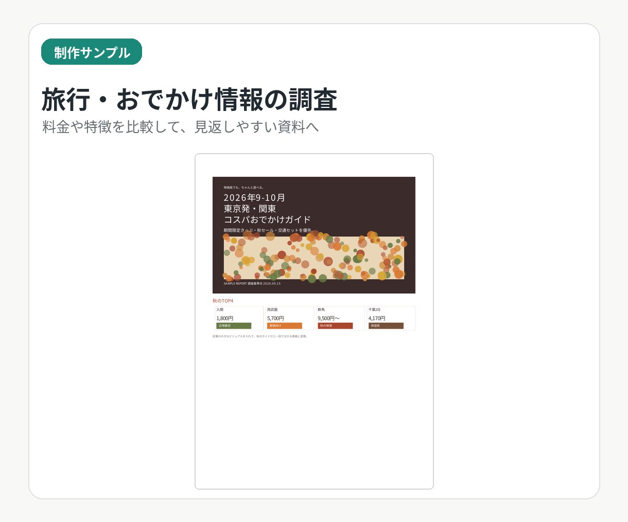 ネット調査・比較を見やすくまとめますます 面倒な情報収集から比較・PDF作成まで対応 イメージ2