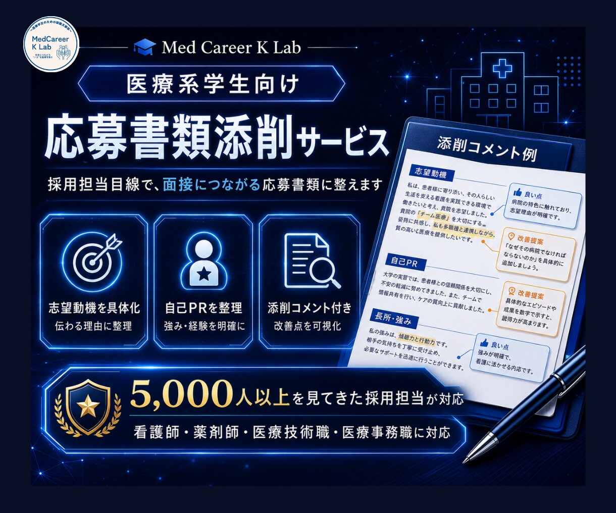 医療系学生向け｜履歴書・志望動機を添削します 採用担当目線で、面接につながる応募書類に整えます イメージ1