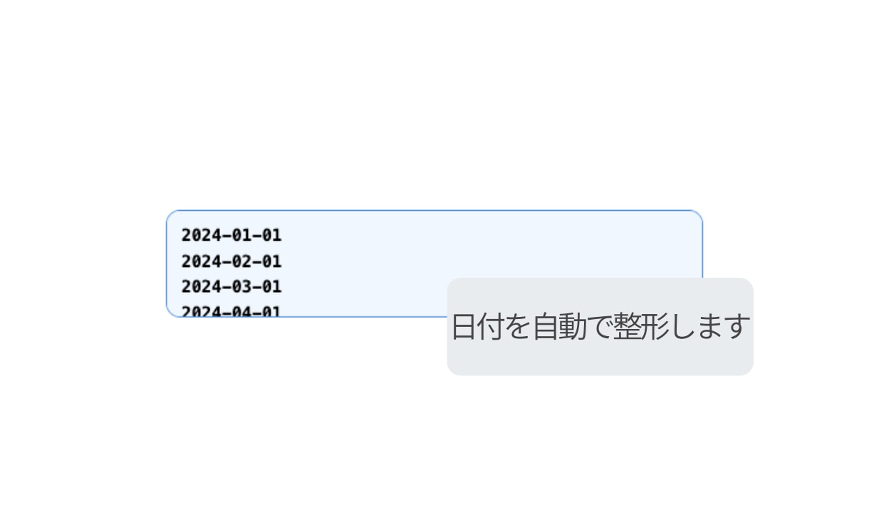 日付の表記ゆれを自動整形できます 日付の入力形式のミスや確認作業を減らします イメージ3