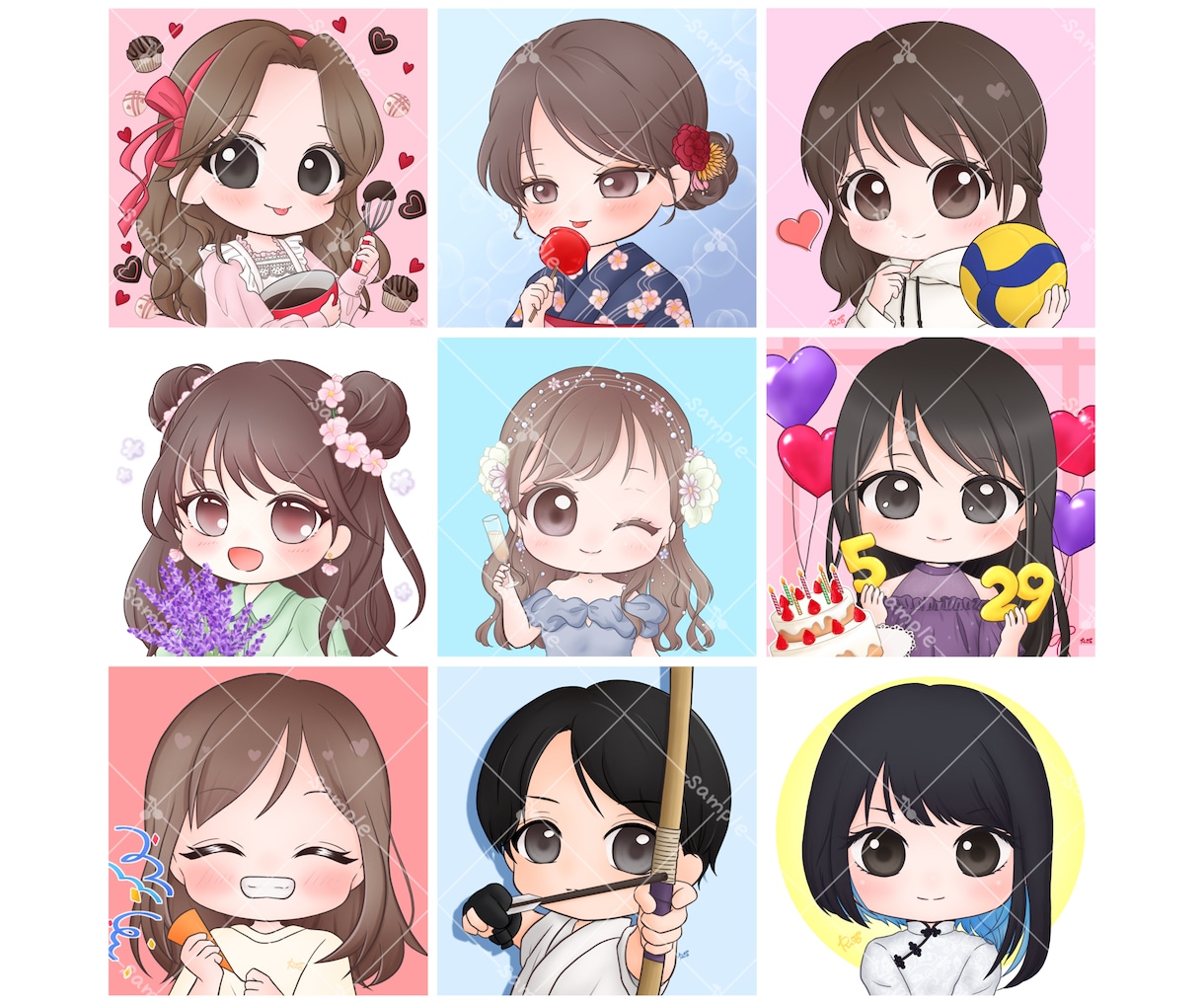 ぷにっと可愛い❁ミニキャラアイコン描きます SNSアイコンだけでなく配信やグッズにもオススメです♪ イメージ10