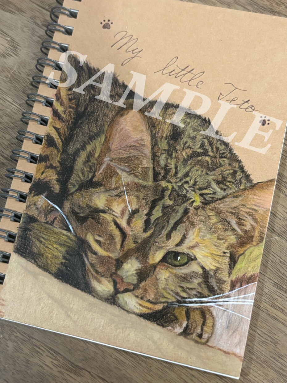 無印ノートに愛犬・愛猫のリアルな似顔絵を描きます 24時間受付中！英語メッセージを添えた、持ち歩ける似顔絵です イメージ3