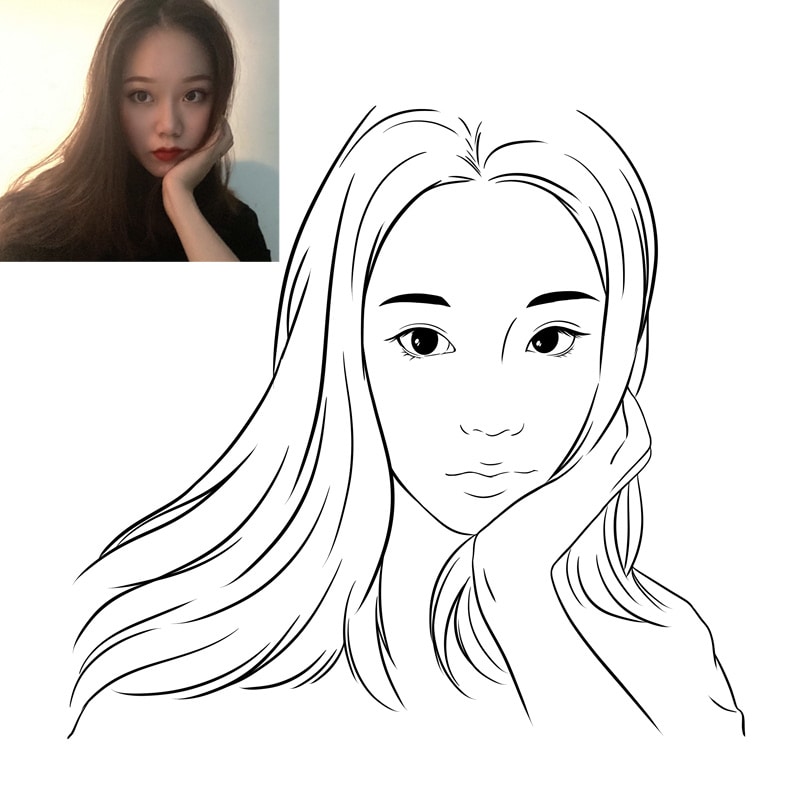 一色の線画似顔絵描ます お写真を元に似顔絵イラストをお描きします！ イメージ9