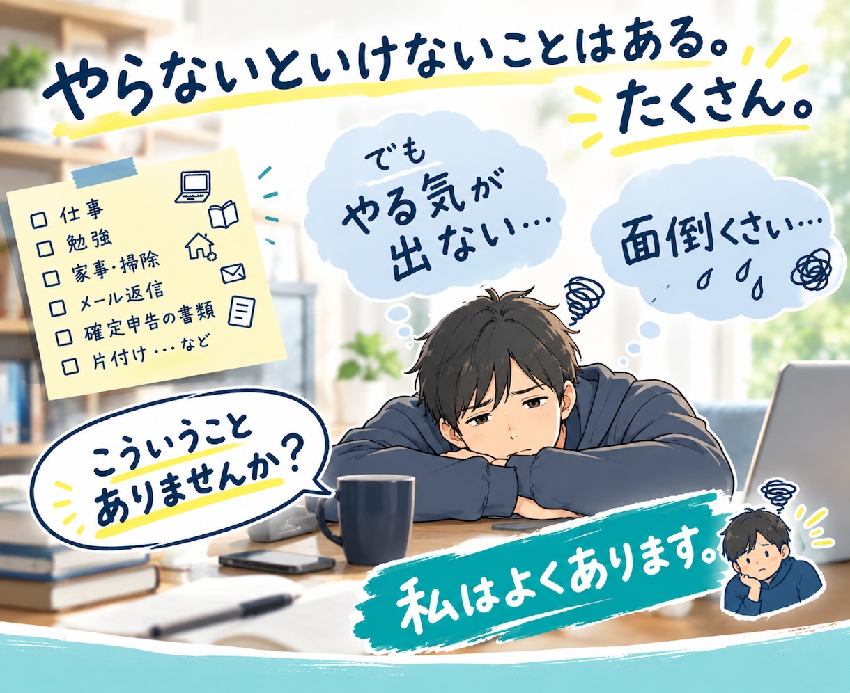 1時間だけ集中して作業を終わらせます 面倒なタスクをその場で終わらせる イメージ2