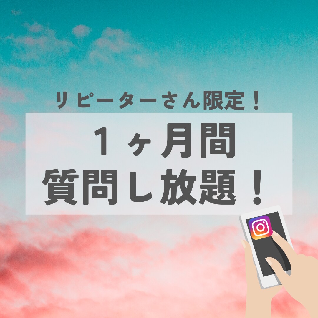 1ヶ月間インスタの質問し放題受け付けます リピーターさん専用です！1ヶ月間何度でもいくつでもＯＫ！ イメージ1