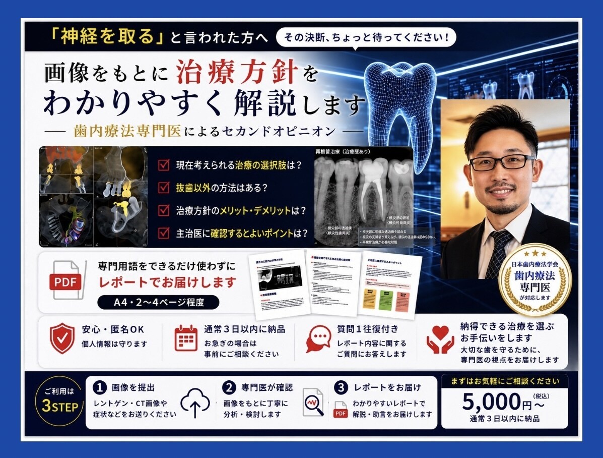 画像から治療方針を専門医がレポートで解説します 「歯を抜く」その決断、レポートで一度立ち止まりませんか？ イメージ1