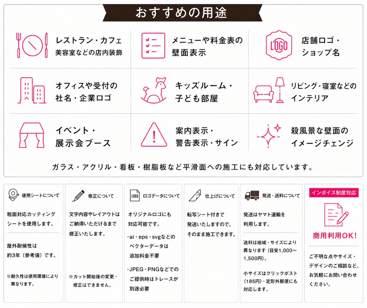壁紙に貼れるカッティングステッカーを制作します 店舗・オフィス・ご自宅の壁面装飾に対応する専用シートで制作 イメージ2