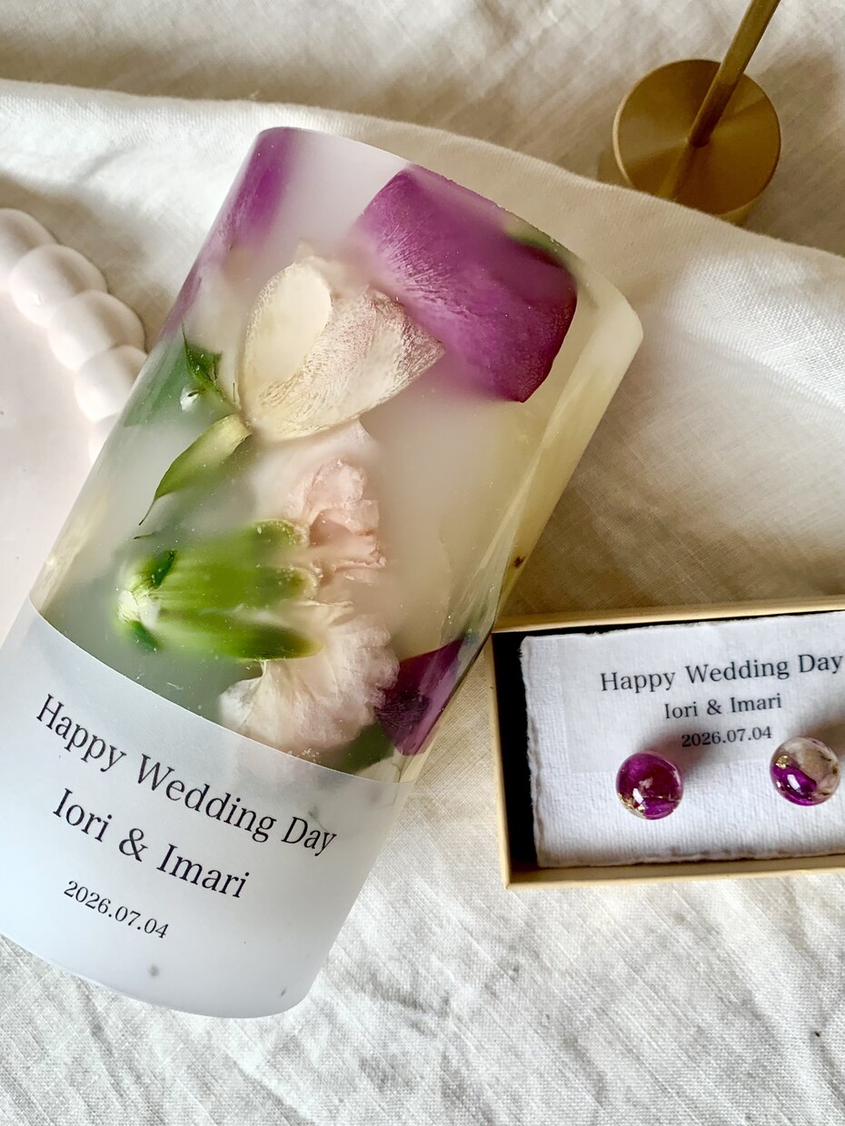 プロポーズ結婚式のお花をキャンドルとアクセにします 2点セット　ランタンとアクセサリーに残します　アフターブーケ イメージ1