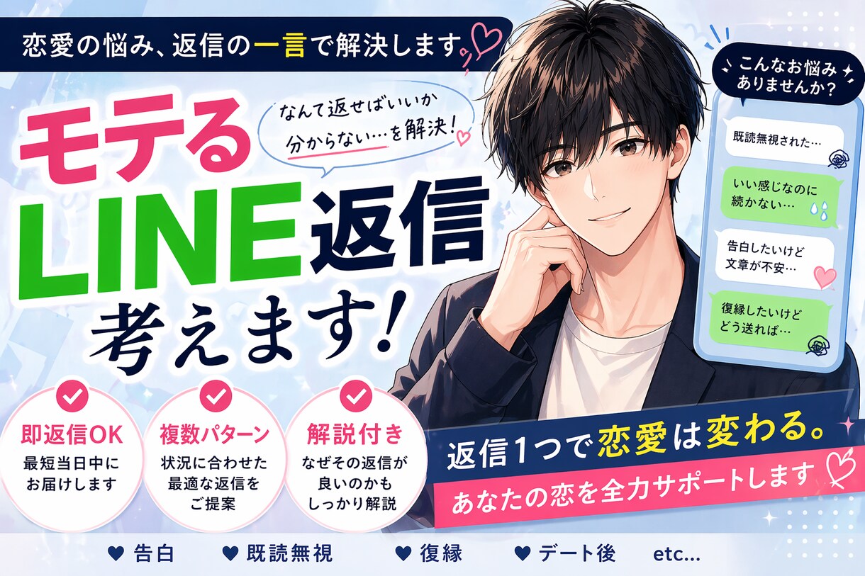 即返信OK】モテるLINE返信考えます “刺さる返信”を作成します（複数パターン＋解説付き） イメージ1