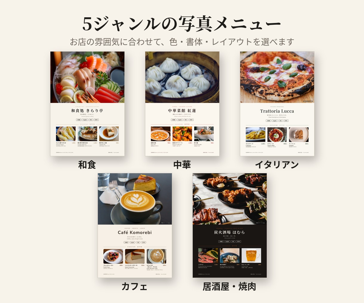 飲食店の英中韓メニューを紙とスマホ用に作ります 日英中韓・100品まで｜印刷用PDF＋スマホ版・QR付き イメージ2