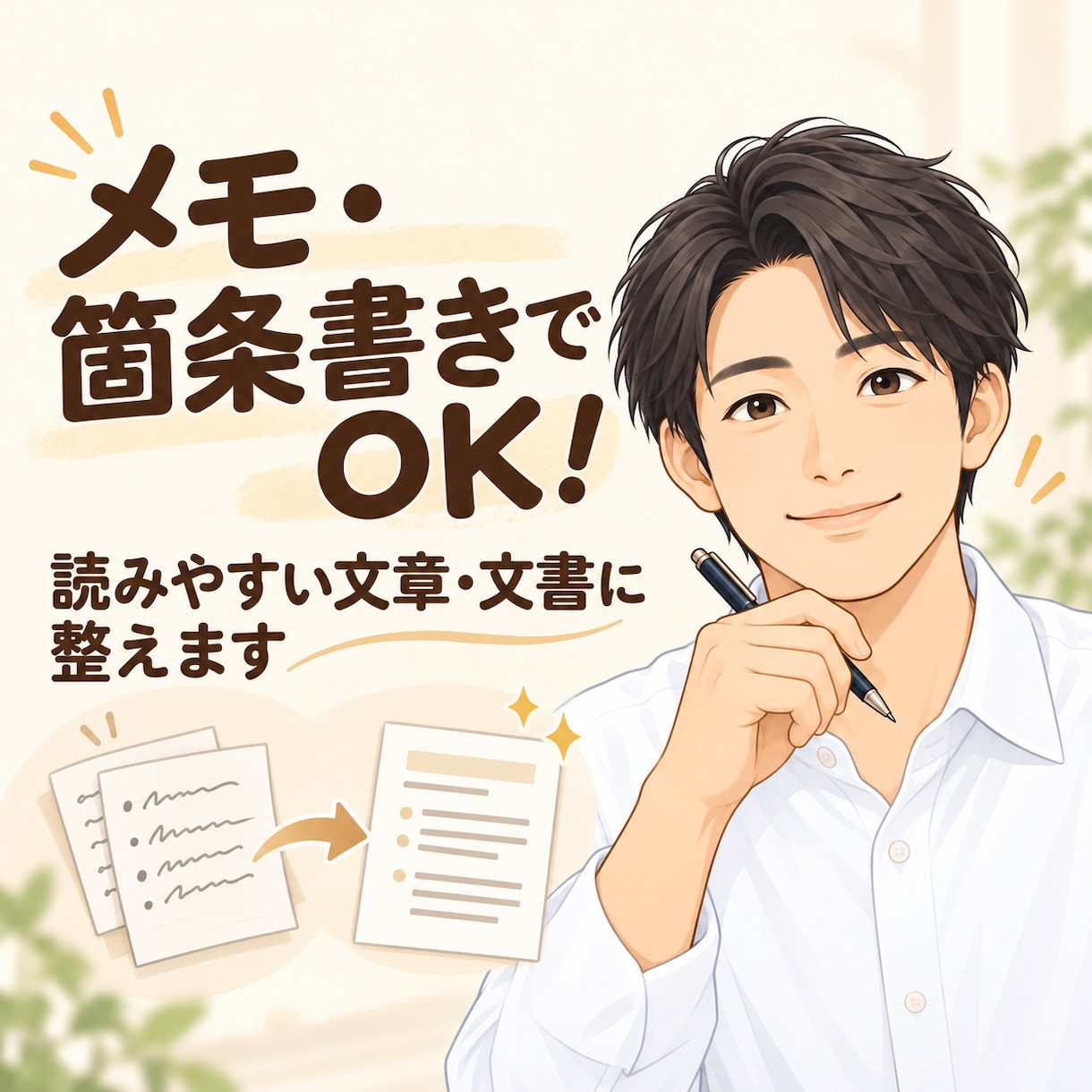 メモや文章を読みやすく整えます 箇条書きや既存文書から自然な文章に仕上げます イメージ1