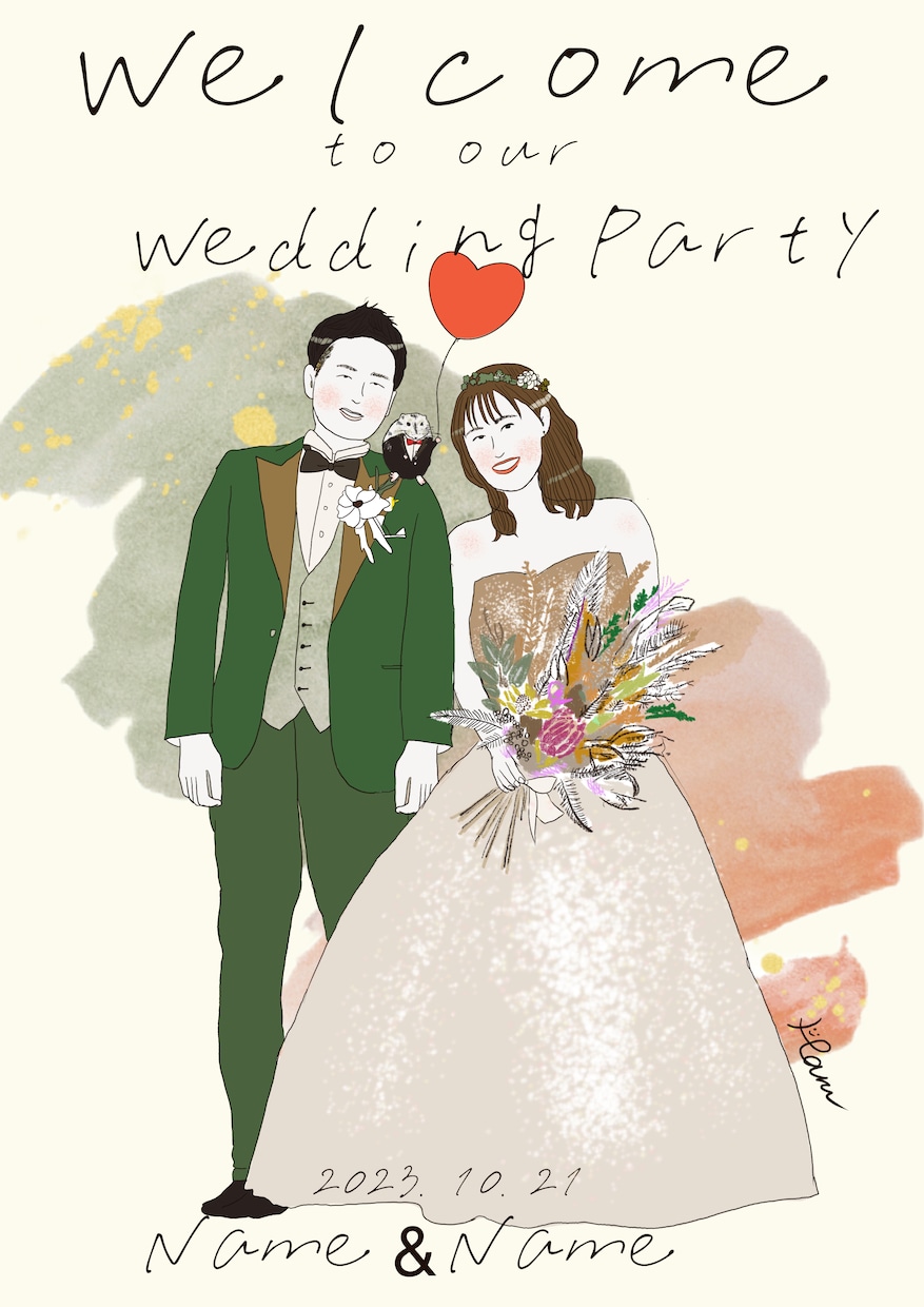 大人数OK！オシャレで思い出に残る似顔絵描きます 還暦祝いやウェルカムボード等に♪文字入れ無料 イメージ6