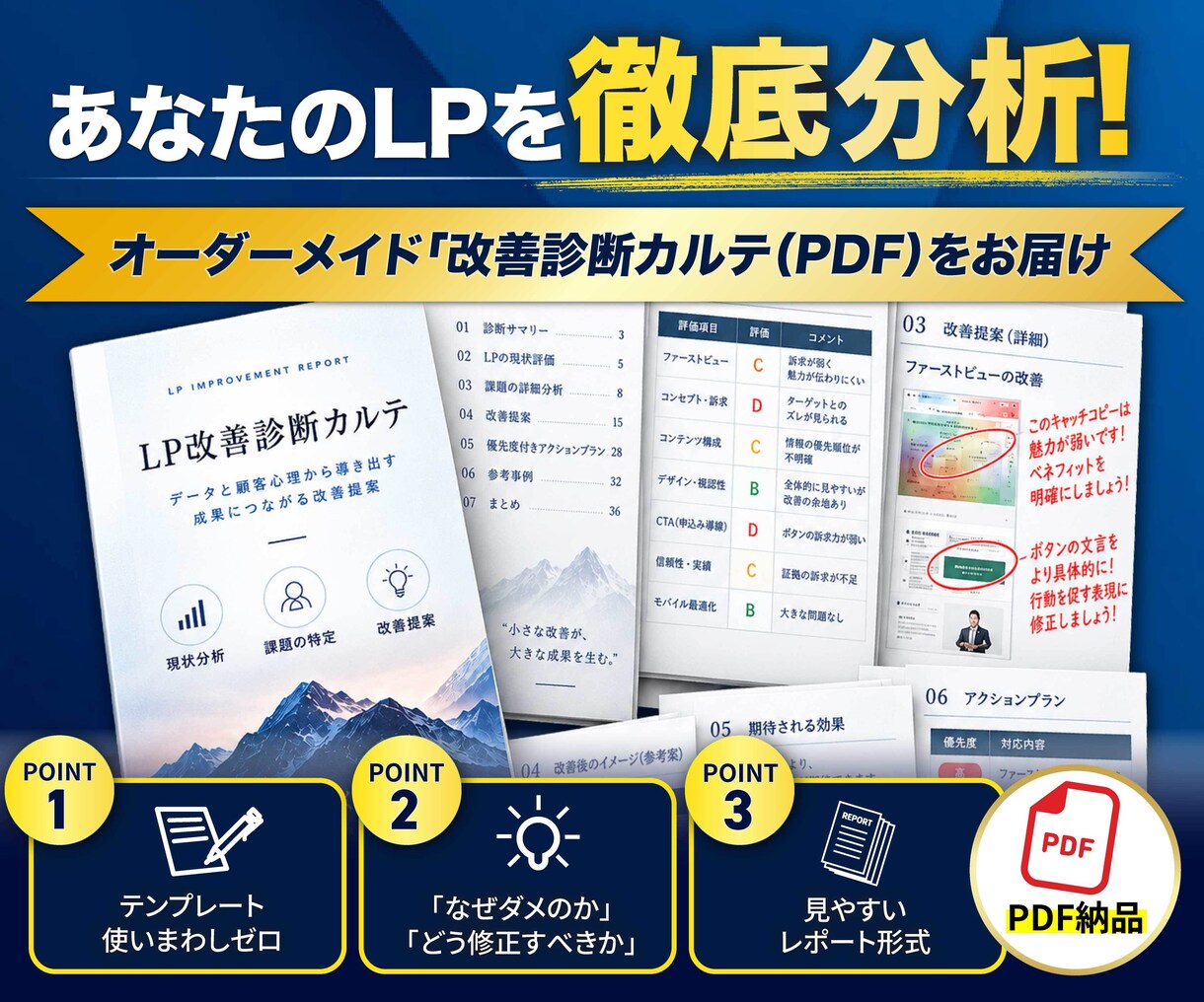 成約率を底上げするLP改善・診断カルテを作成します デザインだけで終わらせない｜心理と導線から成果を徹底解明 イメージ2
