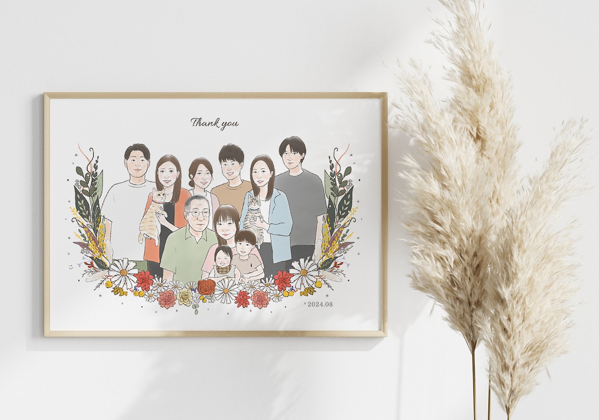 大人数も◎お洒落でほっこりする似顔絵をお描きします 還暦祝いやウェルカムボード等に♪バラバラの写真でもOK！ イメージ1