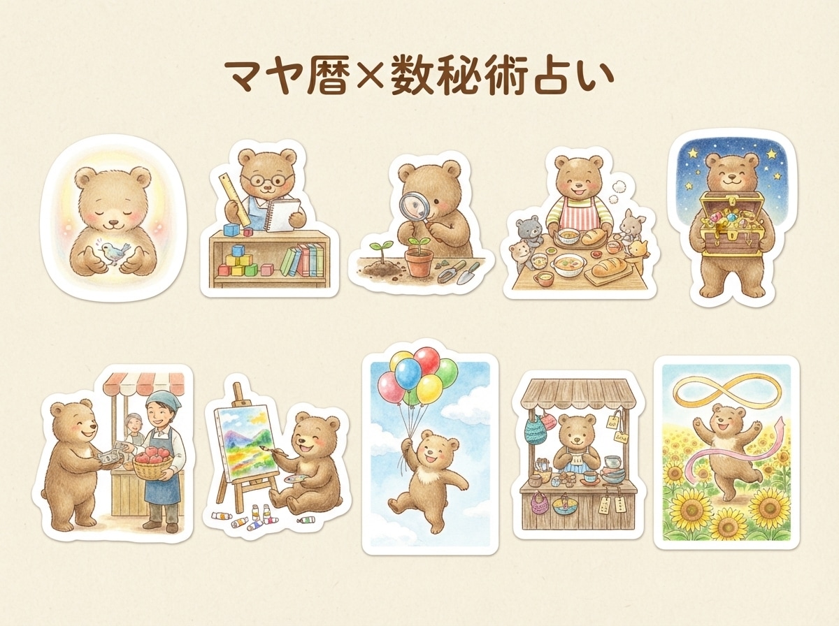 マヤ暦×数秘術で占います 占い結果をイラストにしたシールシート画像付き♪ イメージ3