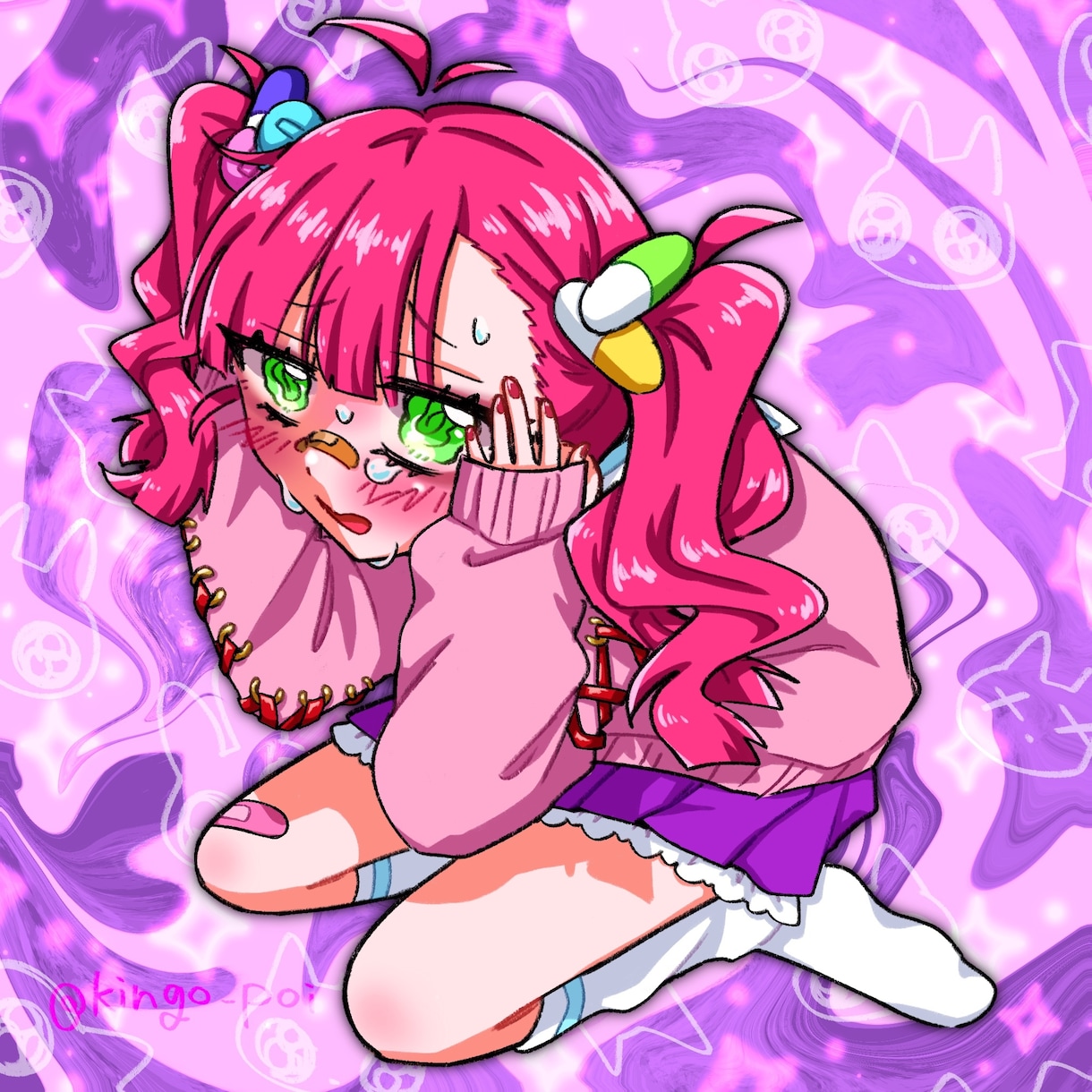 OCの可愛い1枚絵を描きます オリキャラを可愛くてポップなイラストにします！ イメージ2
