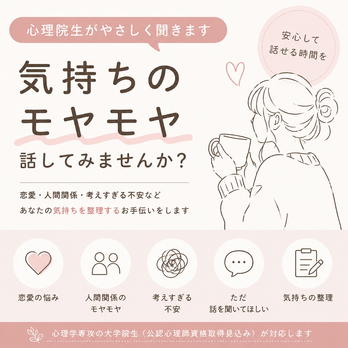 考えの言語化、整理お手伝いします 心理系大学院生のお悩み・心理系大学院相談室 イメージ1