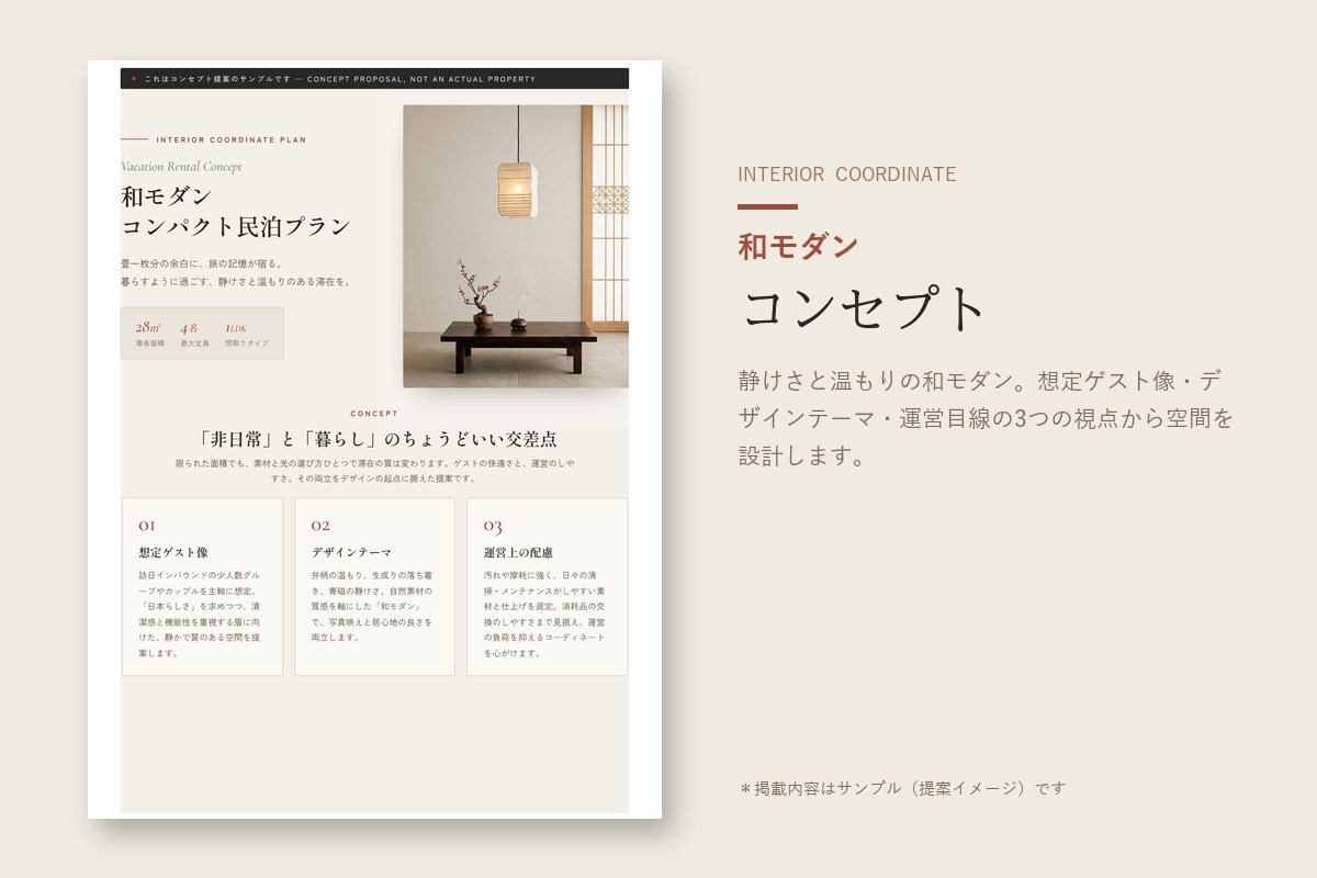 民泊の魅力を高めるインテリア提案書を作ります 和モダン・北欧など、どんなテイストでも。“映える”空間に。 イメージ2