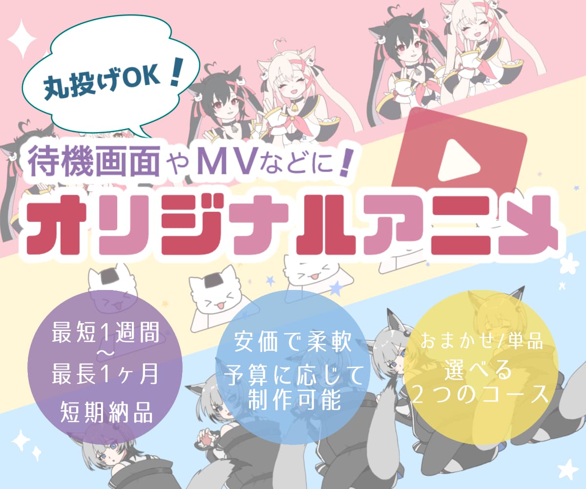 安価でスピーディ！本格的なアニメーション制作します 待機画面/トランジション/ED/MV 1ヶ月以内に即日納品 イメージ1