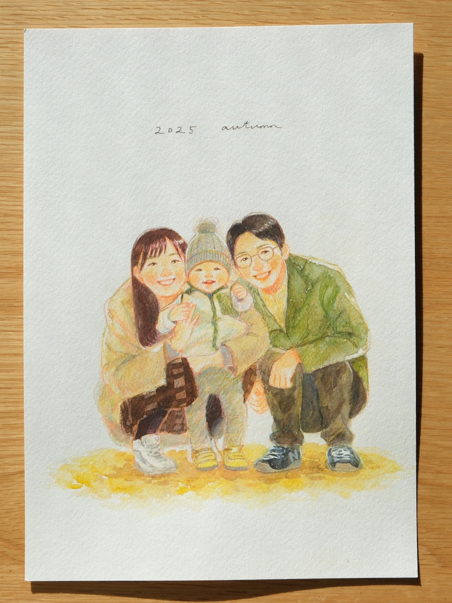 やわらかい水彩タッチで家族の大切な瞬間を残します すぐに飾れる原画納品＊プレゼントにもおすすめ イメージ3
