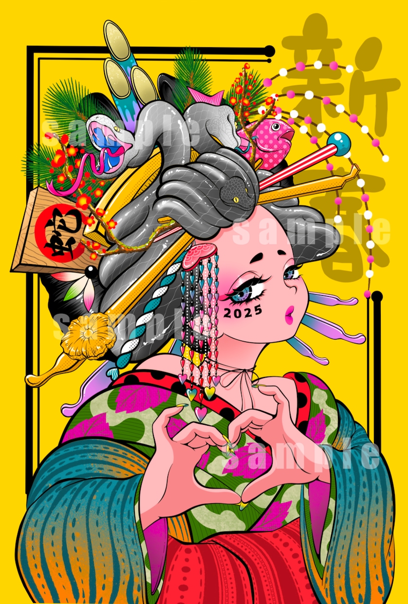 豪華絢爛な和の世界を描きます 伝統にポップを添えて。令和の艶を描く一枚です イメージ5