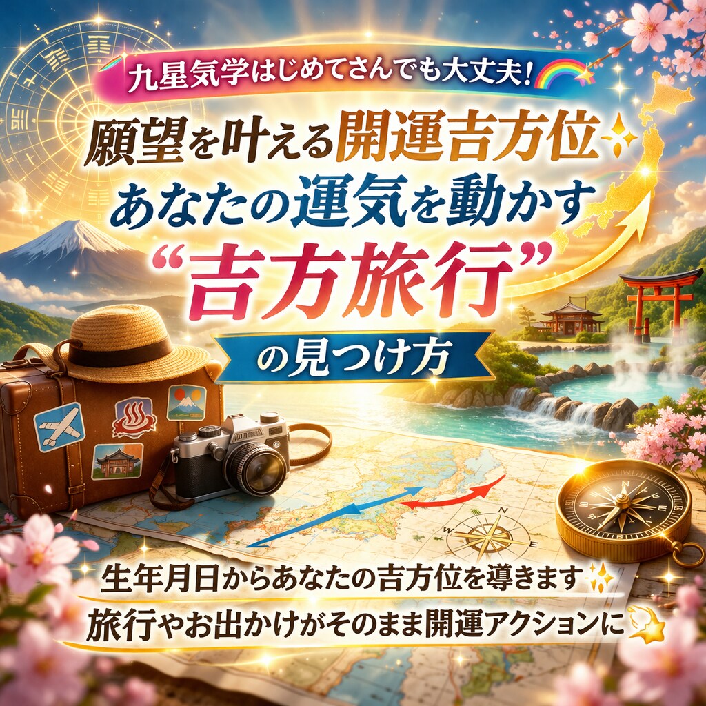 あなたの運気を動かす！開運旅行の吉方位教えます お金や仕事に恵まれたい方へ！旅行がそのまま開運アクションに♪ イメージ1
