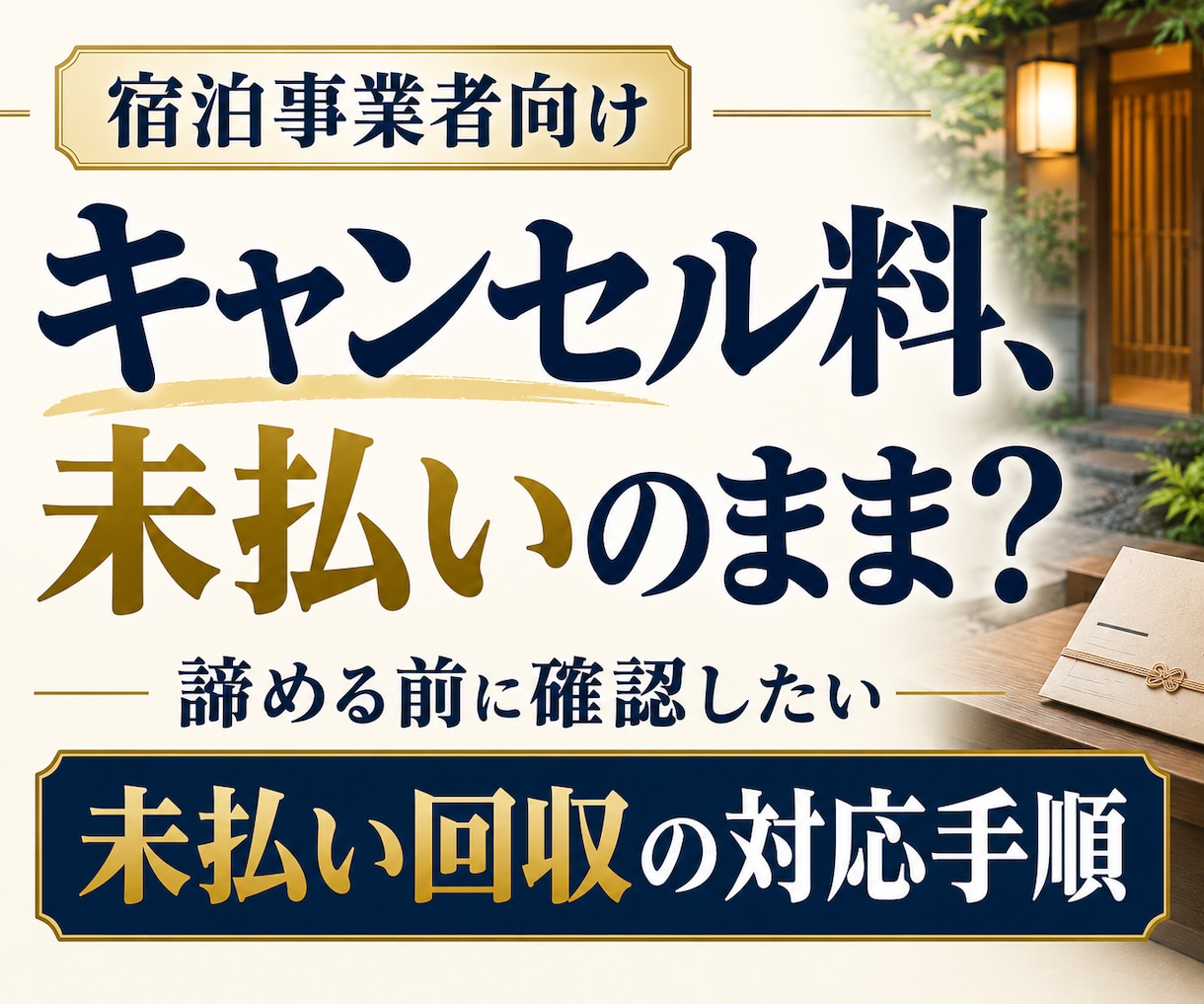 宿向け｜未払いキャンセル料の回収手順をお伝えします 宿経営者が実践する未払いキャンセル料対策を公開します イメージ1