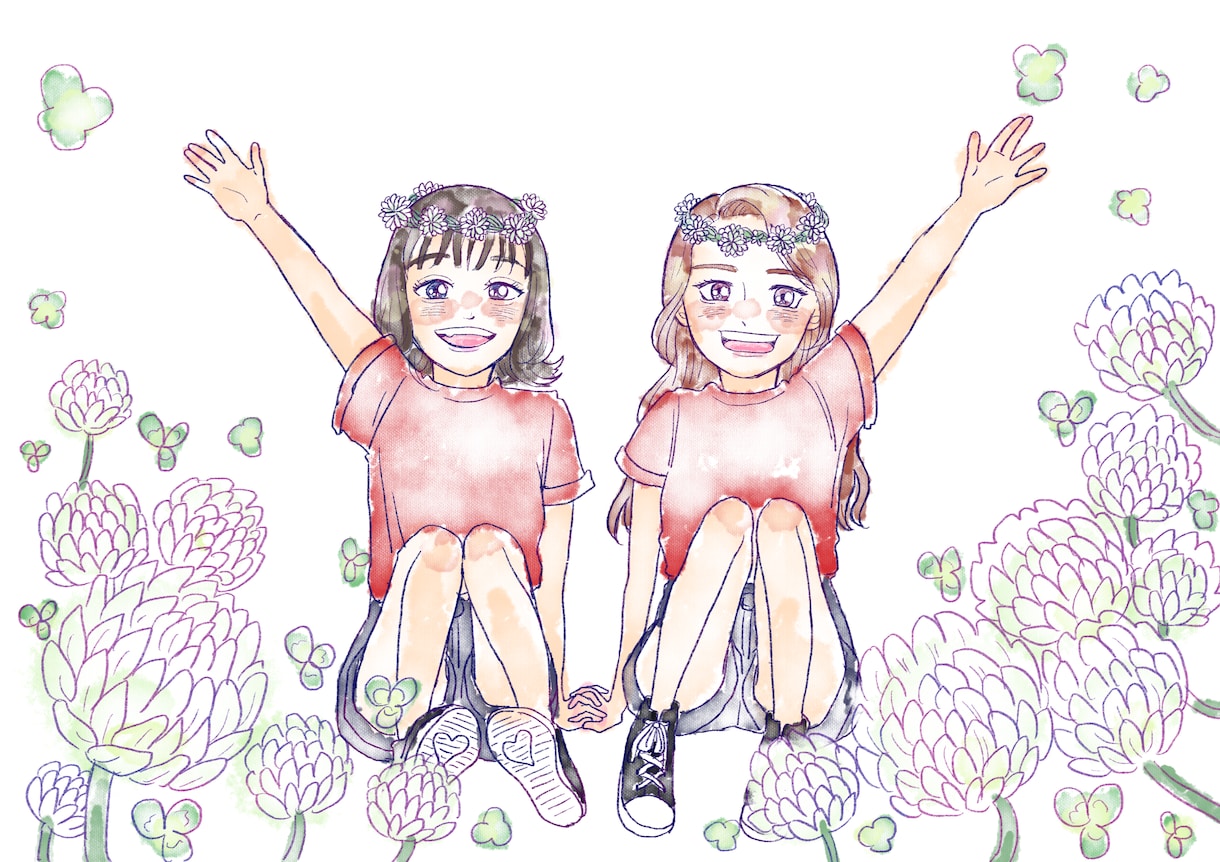 水彩タッチ似顔絵・イラスト描きます 記念日の思い出に！SNSのアイコンに！ イメージ1