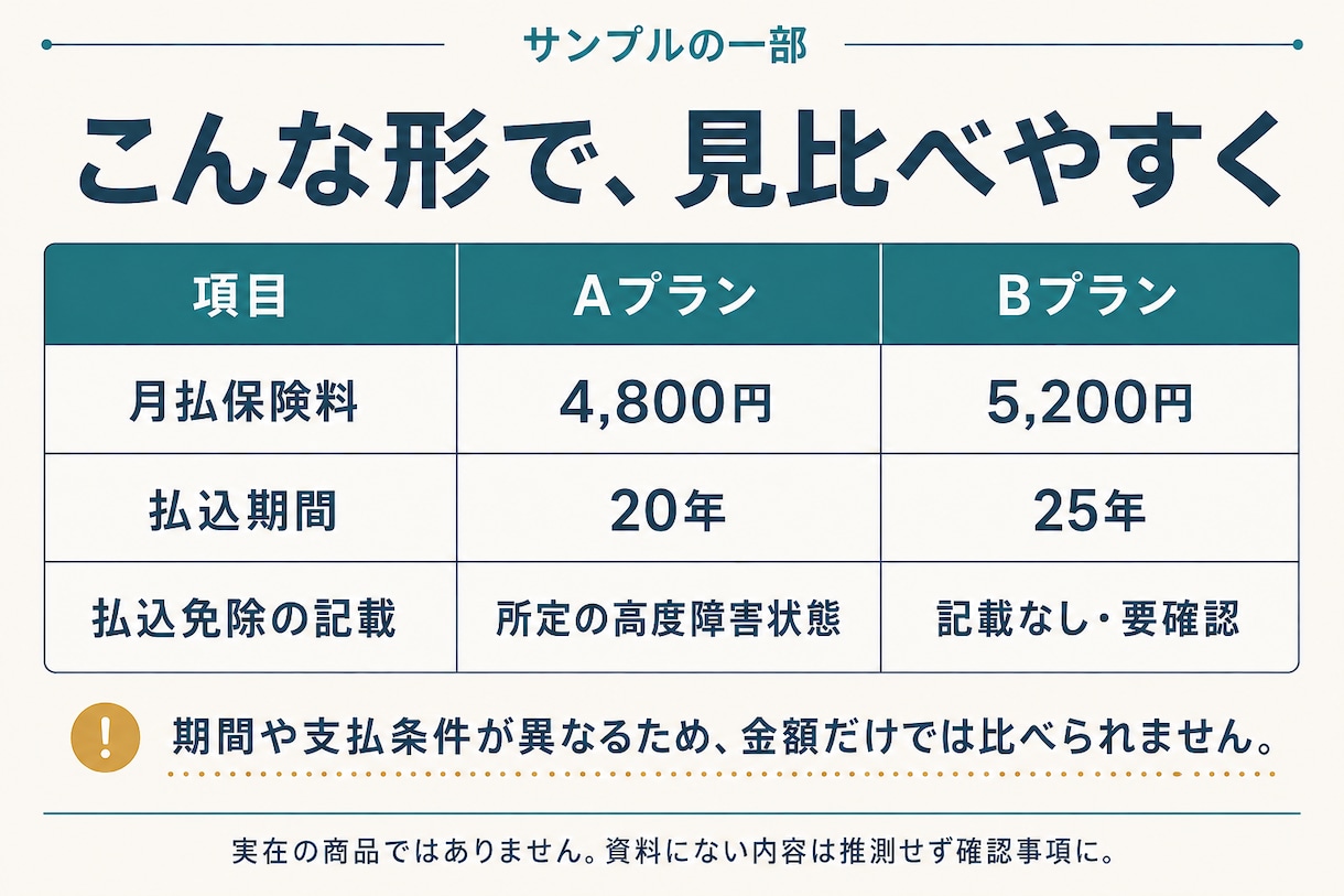複数の保険見積書・設計書を比較表に整理します FP2級×ITスキルで保険料・保障内容・条件差を一覧化 イメージ2