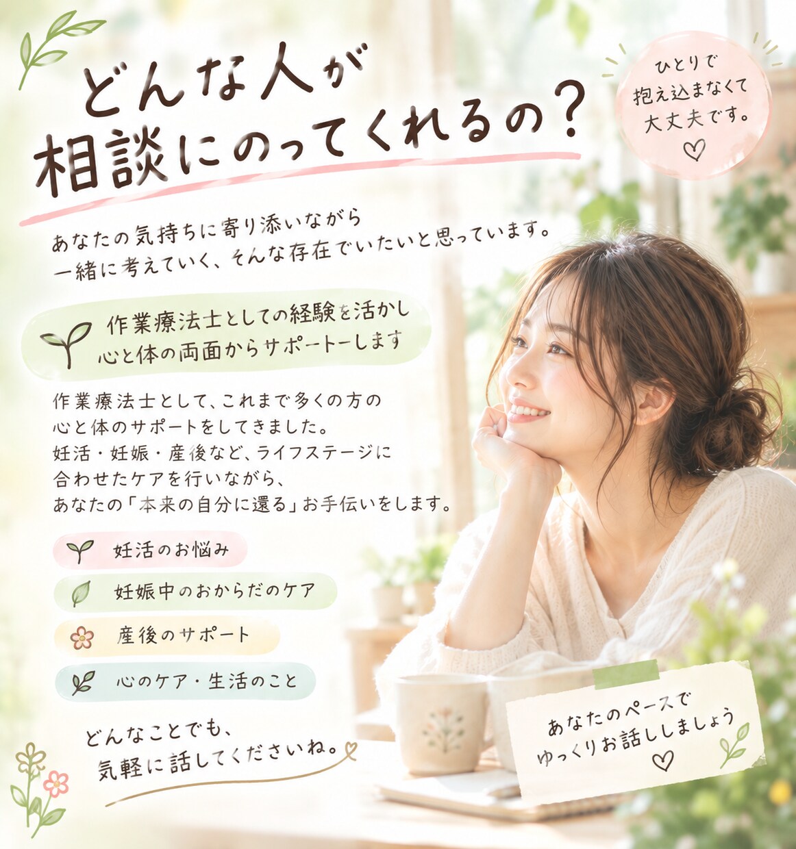 妊活、誰に相談したらいい？ます 今の妊活のお悩みや、誰にも言えない気持ちをお聞かせください イメージ4
