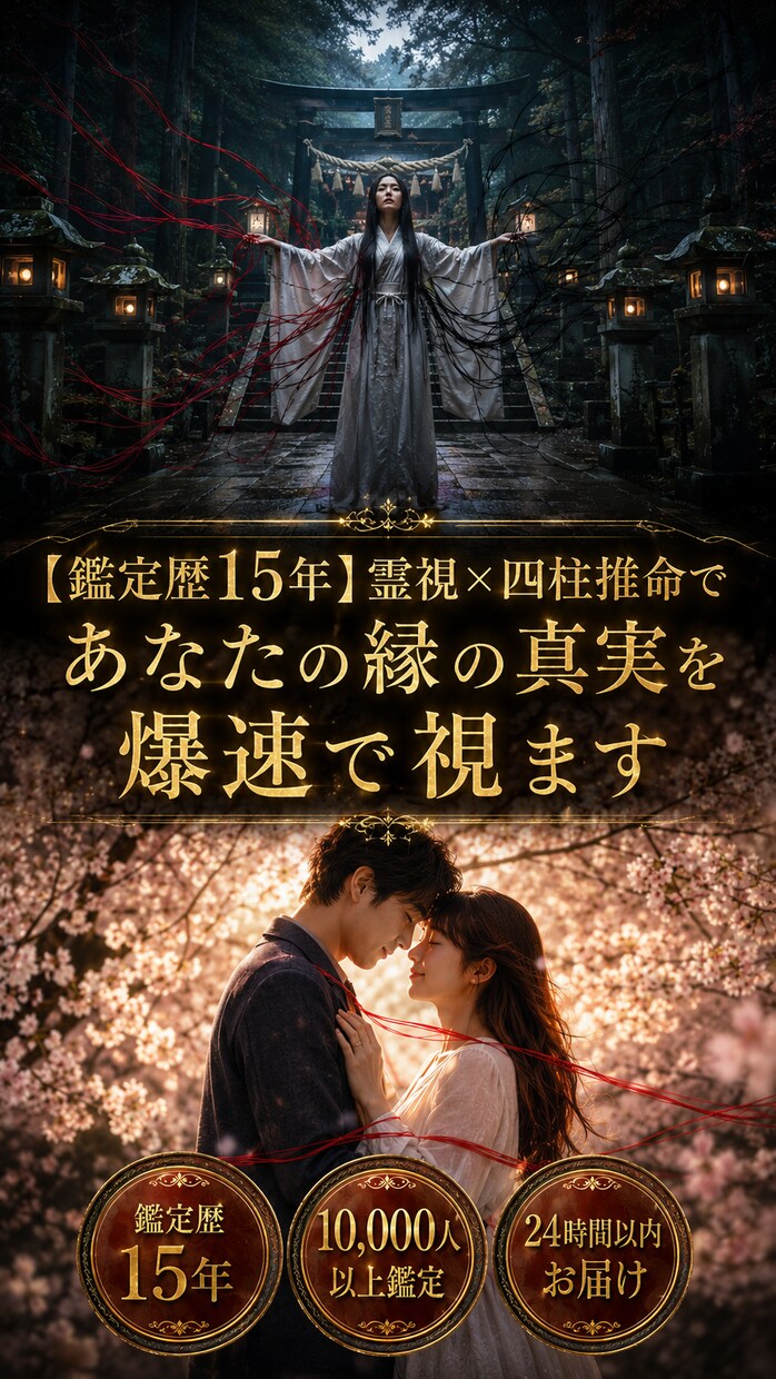 霊視×四柱推命で縁の真実を視ますます 鑑定歴15年・復縁片想い複雑愛専門・爆速24時間以内 イメージ1