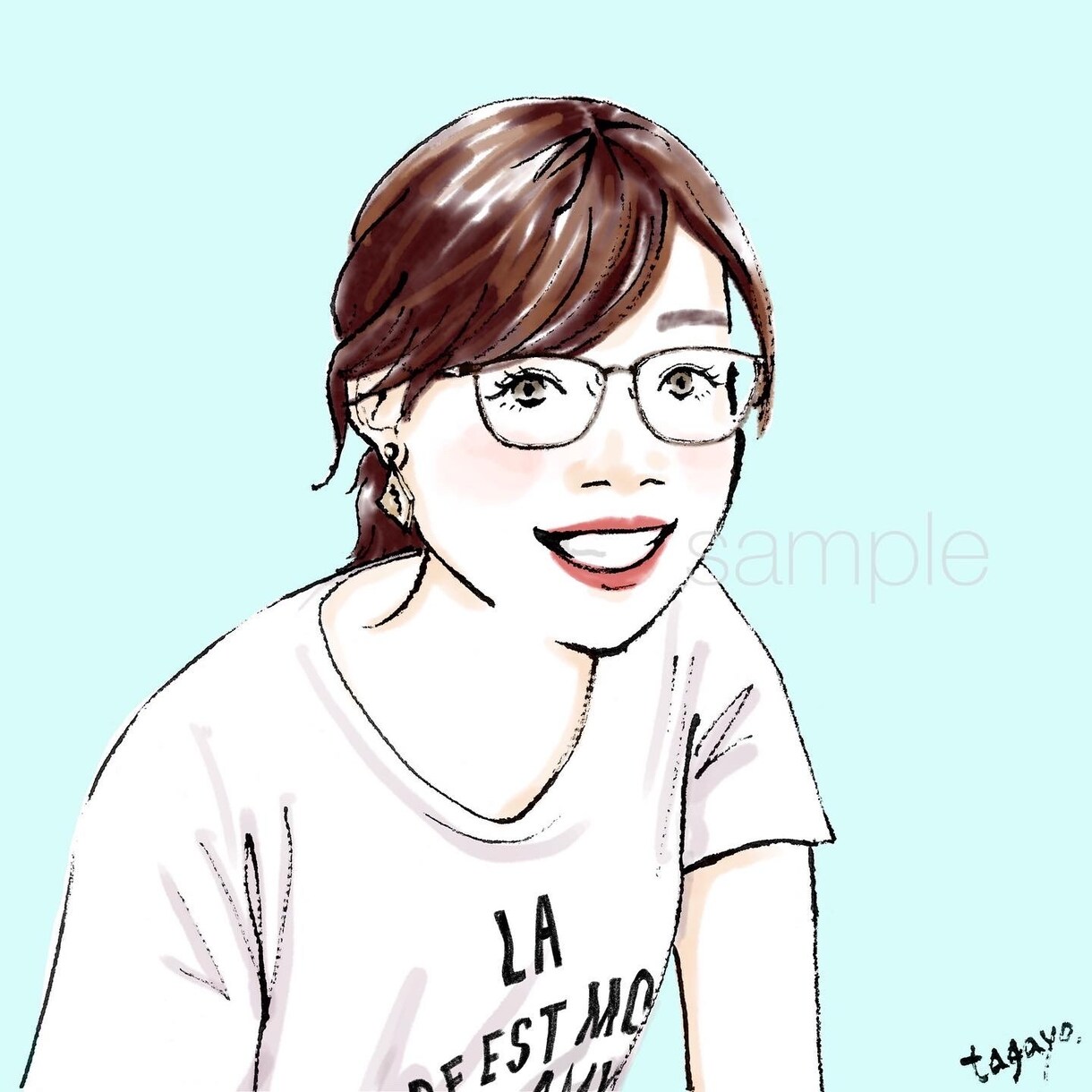 30代以上の大人女性に人気。上品なアイコン描きます シンプルで優しいタッチの似顔絵☆ニュアンスある線画と水彩 イメージ9