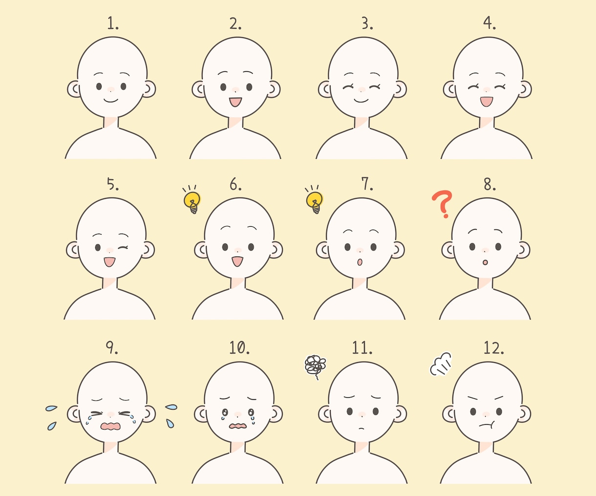 お手軽でかわいい！お得な表情7点セットお作りします インスタやブログの投稿に最適！色々な表情から選べます♪ イメージ3