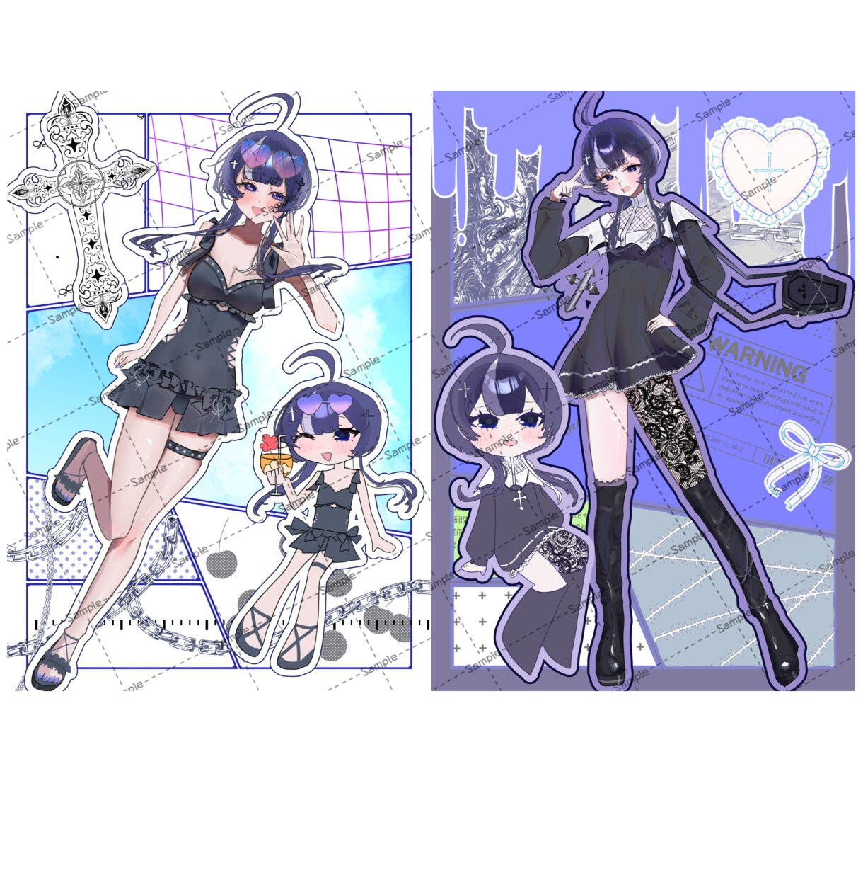等身＆ミニキャラの詰め込みイラスト描きます 爆速納品☆お好きなモチーフや文字を詰め込めます♫ イメージ3