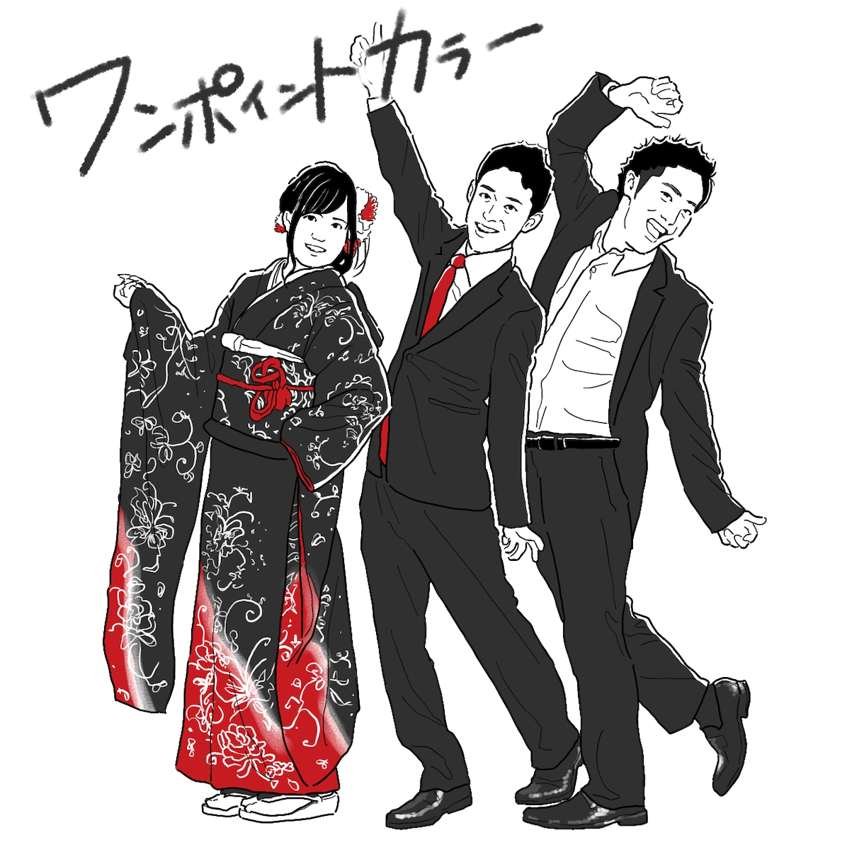 ステッカーにしたい！シンプル線画似顔絵お描きします 2名まで基本料金！服装ポーズ変更OK！記念日、プレゼントに◯ イメージ3