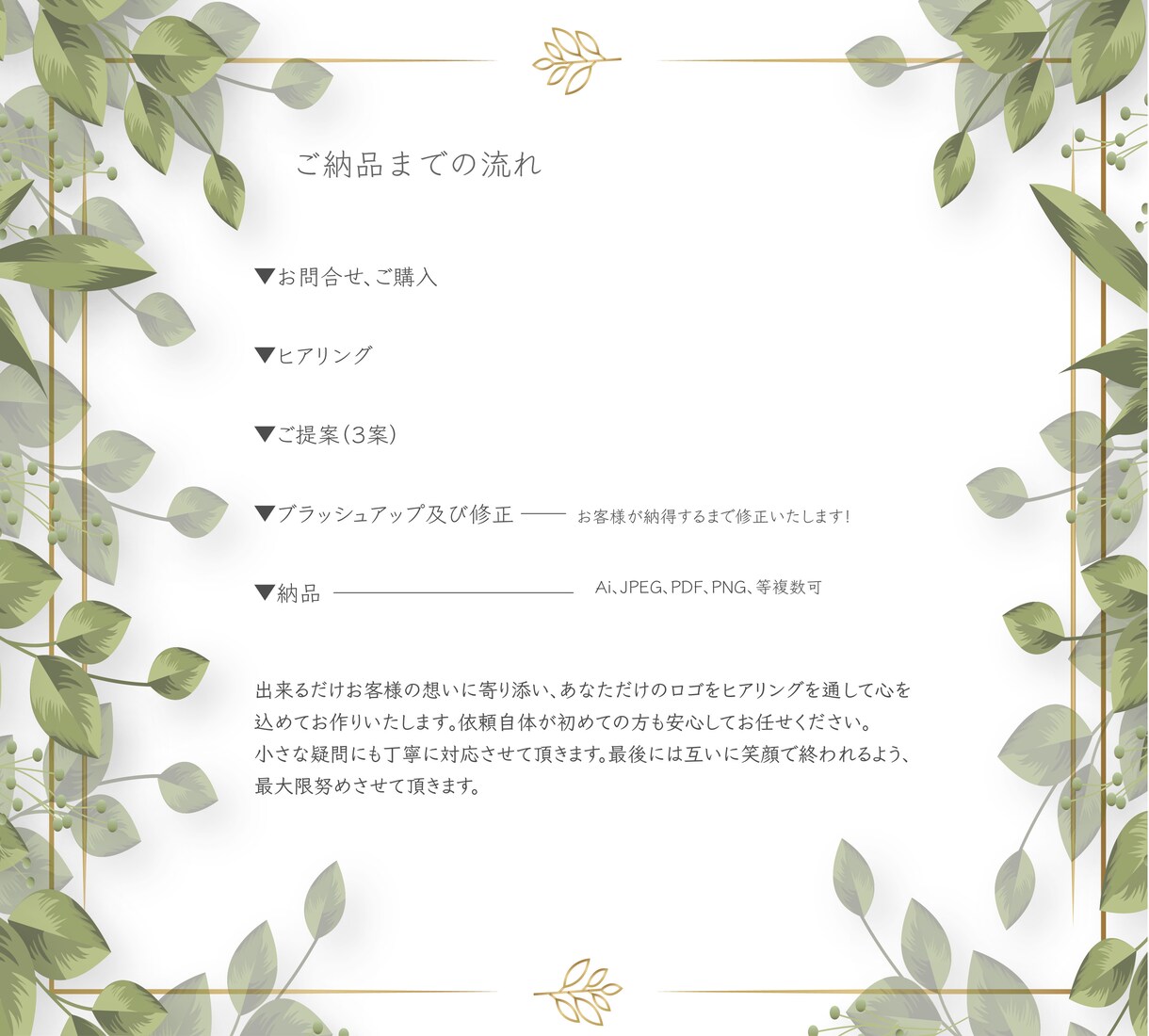 世界観を大切に。心を込めてロゴ制作いたします はじめての方も安心！親切丁寧に対応致します。 イメージ9