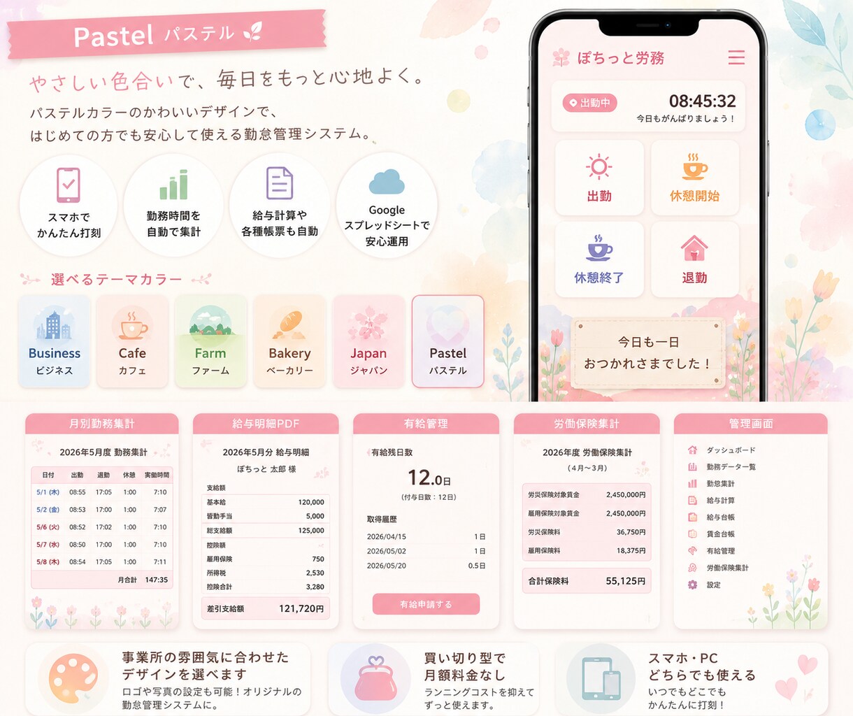 小規模事業所向け勤怠・給与管理を自動化します スマホ打刻から給与・有給・帳票作成までまとめて効率化 イメージ7