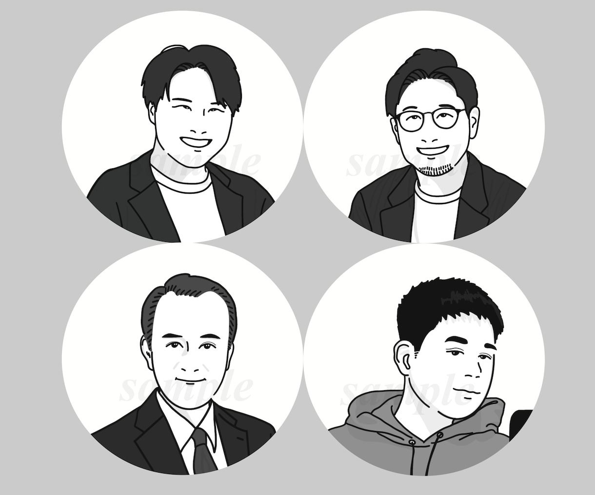 シンプルなモノクロ似顔絵・アイコンお描きします SNS・ブログ等のアイコンや名刺の挿絵、プレゼントに♪ イメージ6