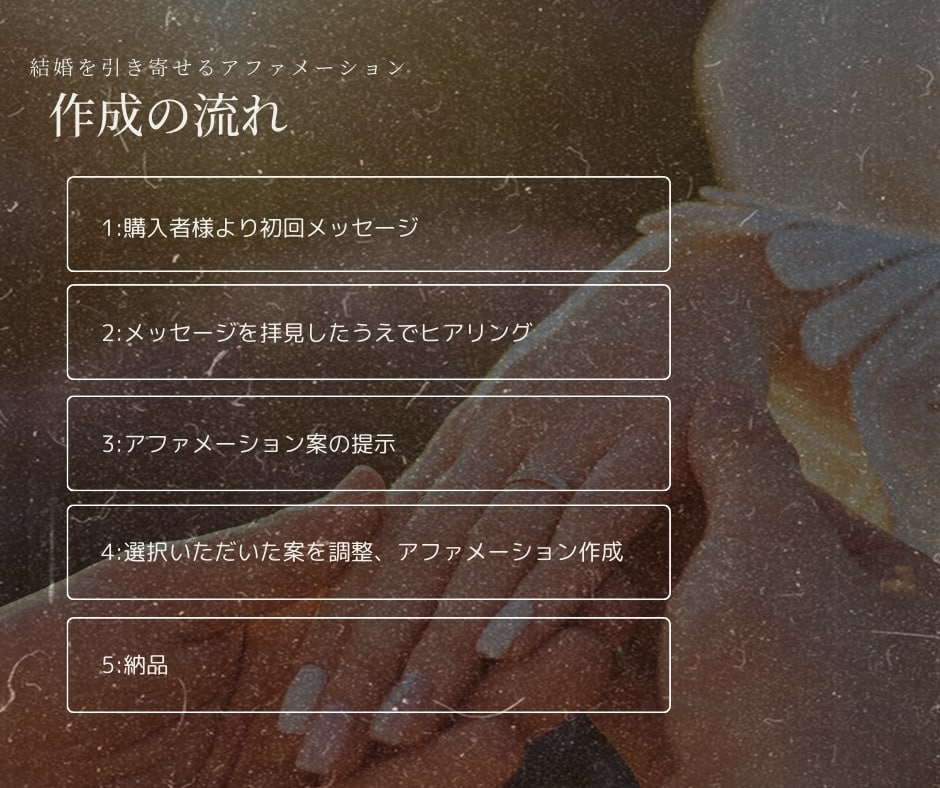 理想の結婚を叶える貴方専用アファメーション作ります 潜在意識を書き換えて幸せな結婚をする✳︎男性限定特典あり イメージ2